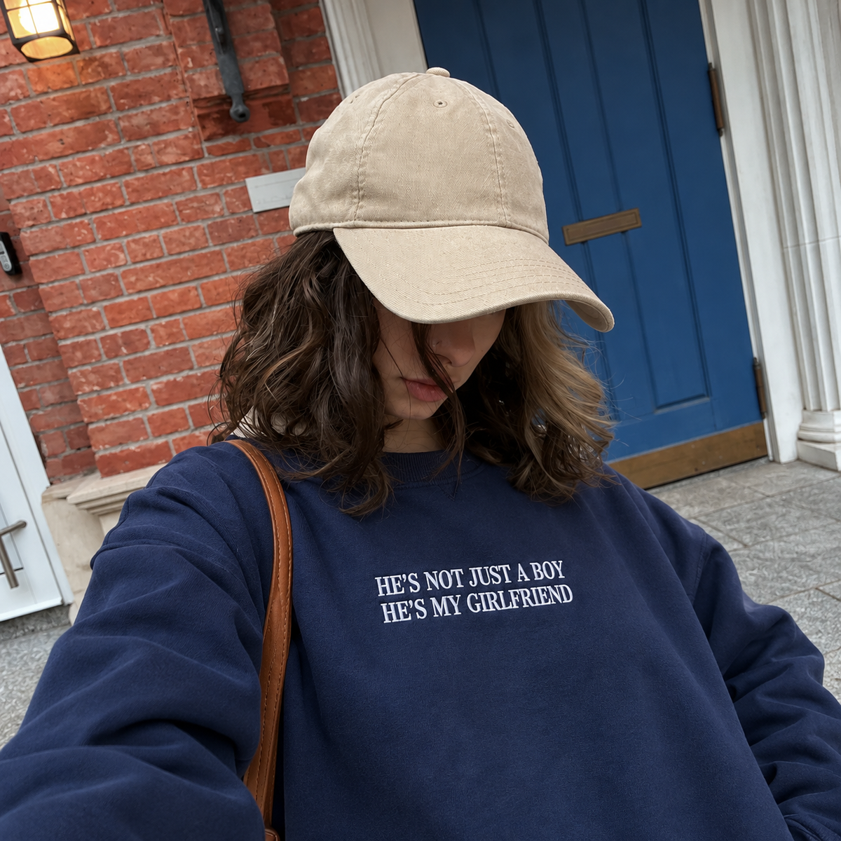 He’s Not Just a Boy He’s My Girlfriend Embroidered Sweatshirt