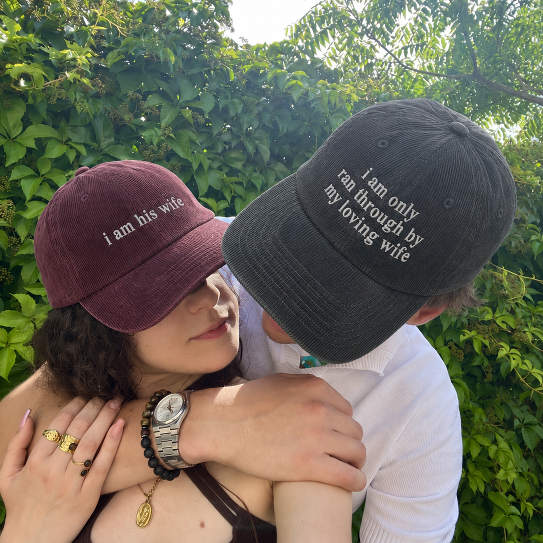 Matching Married Couple Embroidered Washed Caps