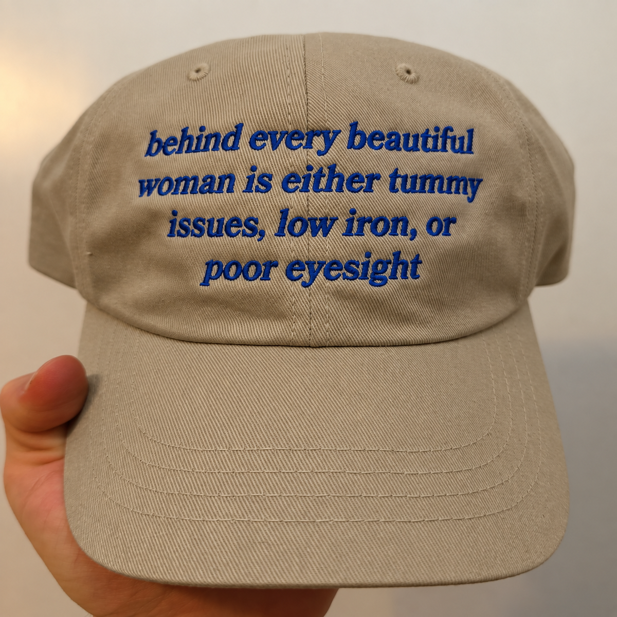 Behind Beautiful Women Is Embroidered Washed Cap