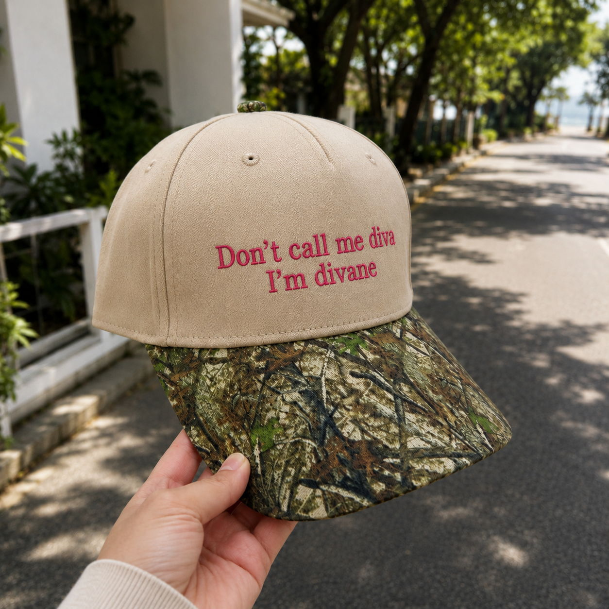 Don't Call Me Diva I'm Divane Embroidered Floral Hat