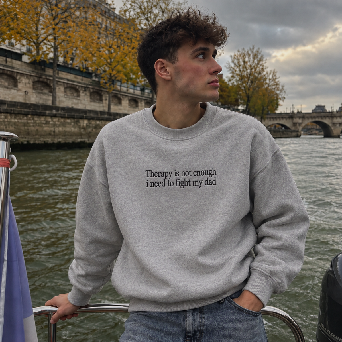 Therapy Is Not Enough Embroidered Sweatshirt