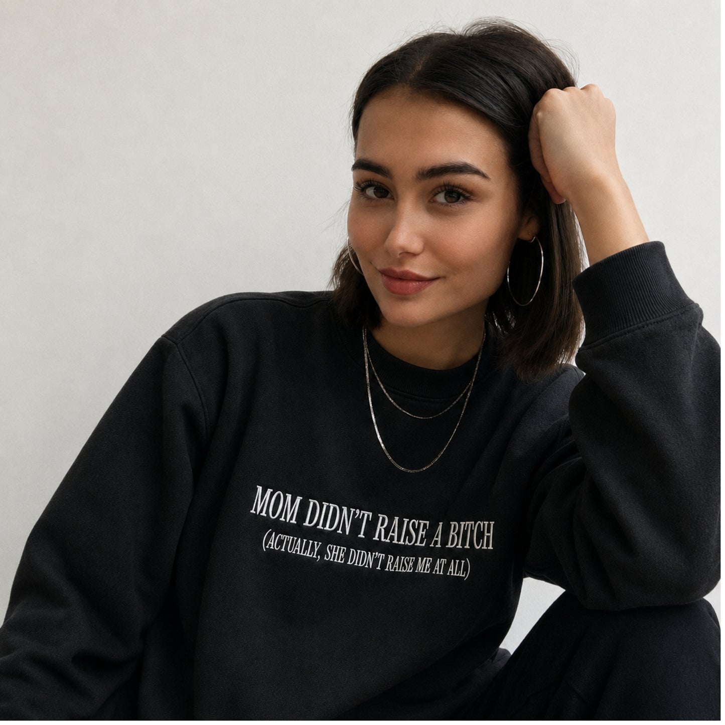 Dad Didnt Raise A B*tch Embroidered Sweatshirt