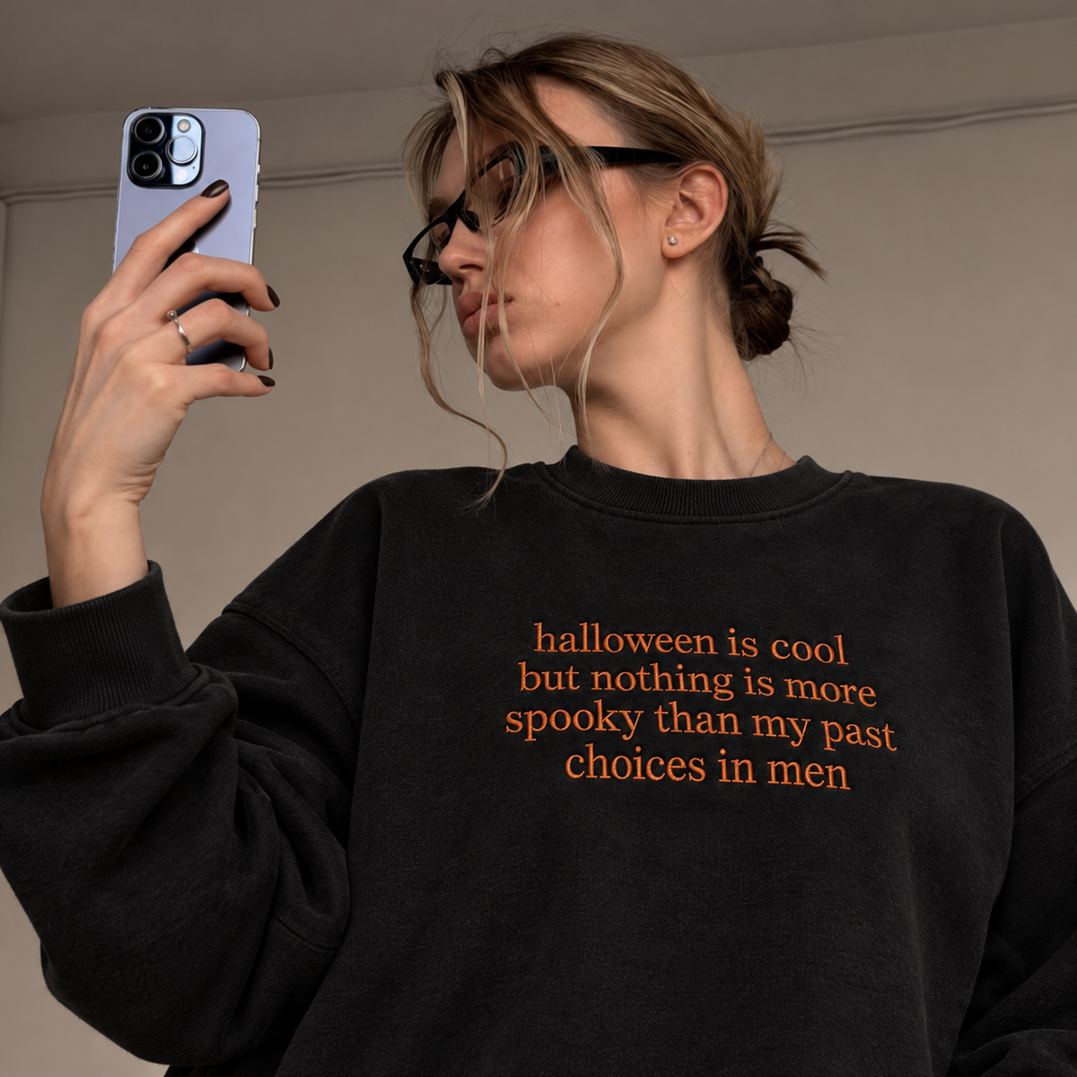 Halloween Is Cool But Embroidered Sweatshirt