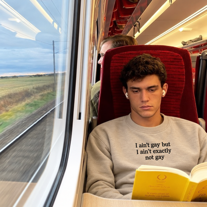 Ain't Gay But Ain't Exactly Not Gay Embroidered Sweatshirt