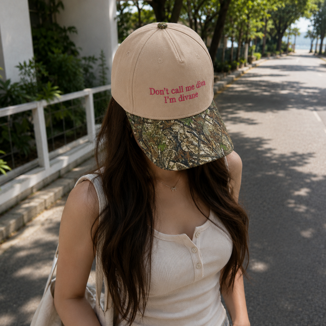 Don't Call Me Diva I'm Divane Embroidered Floral Hat