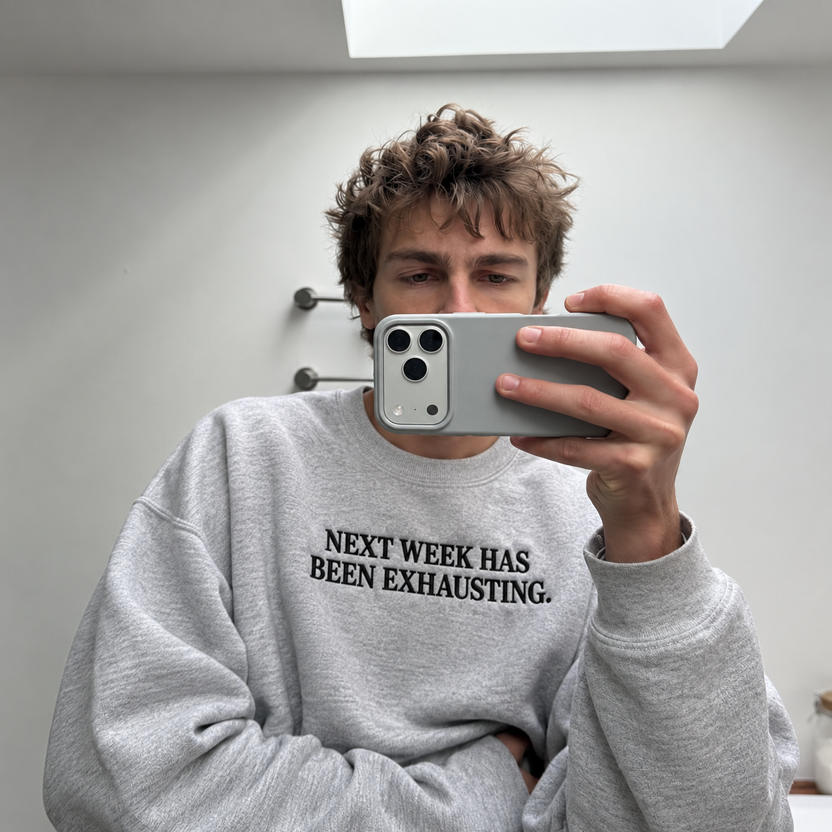 Next Week Has Been Exhausting Embroidered Sweatshirt