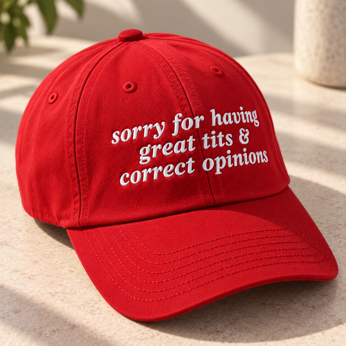 Sorry for Having Great Tits & Correct Opinions Embroidered Baseball Hat
