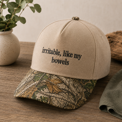 Irritable, Like My Bowels Embroidered Floral Hat
