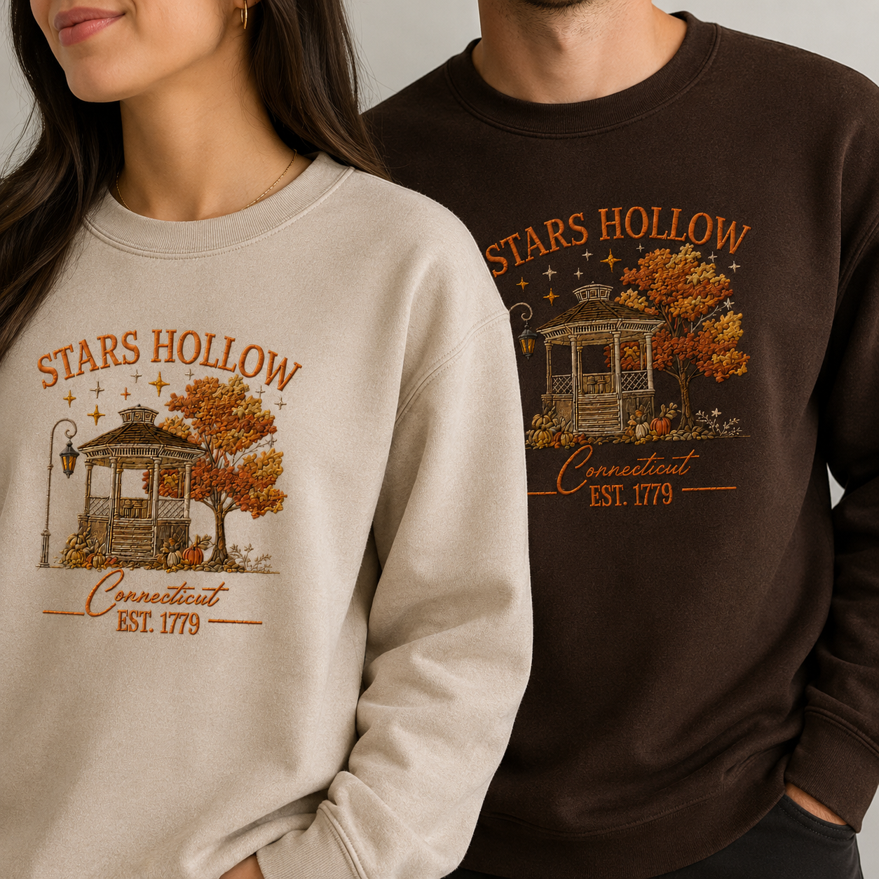 Autumn Stars Hollow Embroidered Sweatshirt