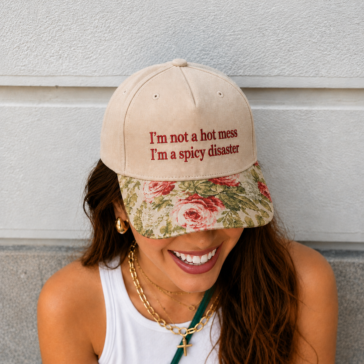 Not A Hot Mess Embroidered Floral Hat
