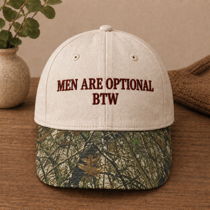 Men Are Optional BTW Embroidered Floral Hat