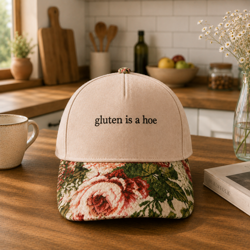 Gluten Is A Hoe Embroidered Floral Hat