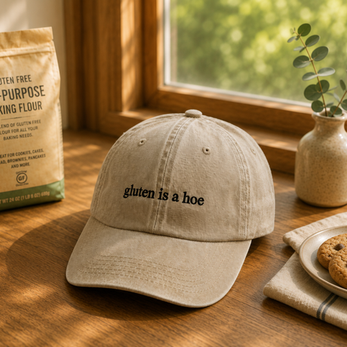 Gluten Is A Hoe Embroidered Washed Cap