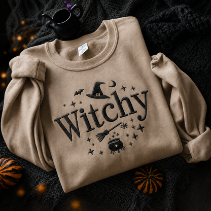 Witchy Halloween Embroidered Sweatshirt