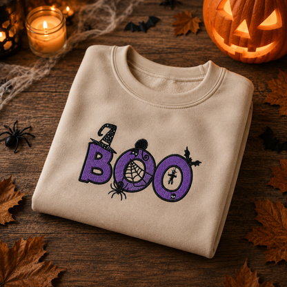 Halloween Boo Embroidered Sweatshirt