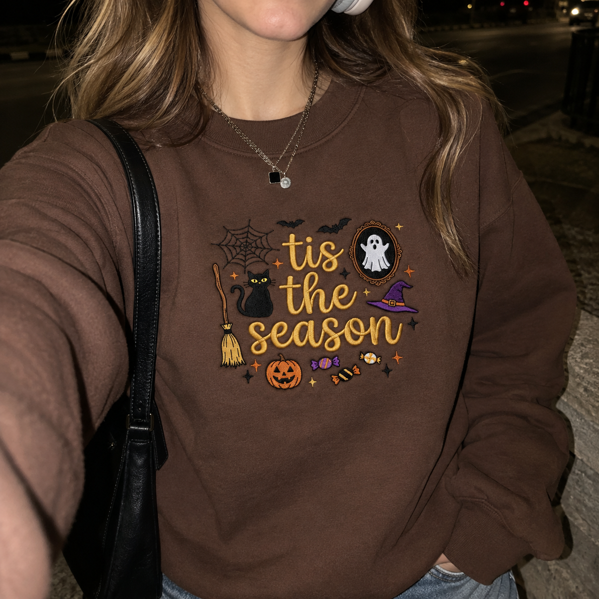 Tis The Season Cute Embroidered Sweatshirt