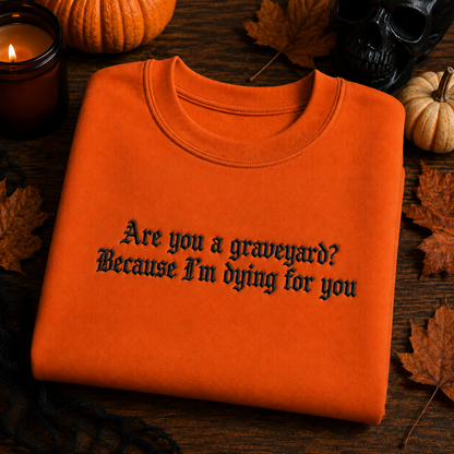 Are You A Graveyard Because I'm Dying For You Embroidered Sweatshirt