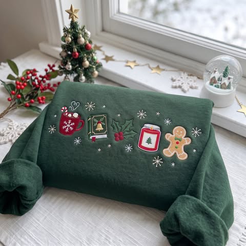 Basically Christmas Embroidered Sweatshirt