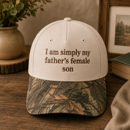 Simply My Father's Female Son Embroidered Floral Hat