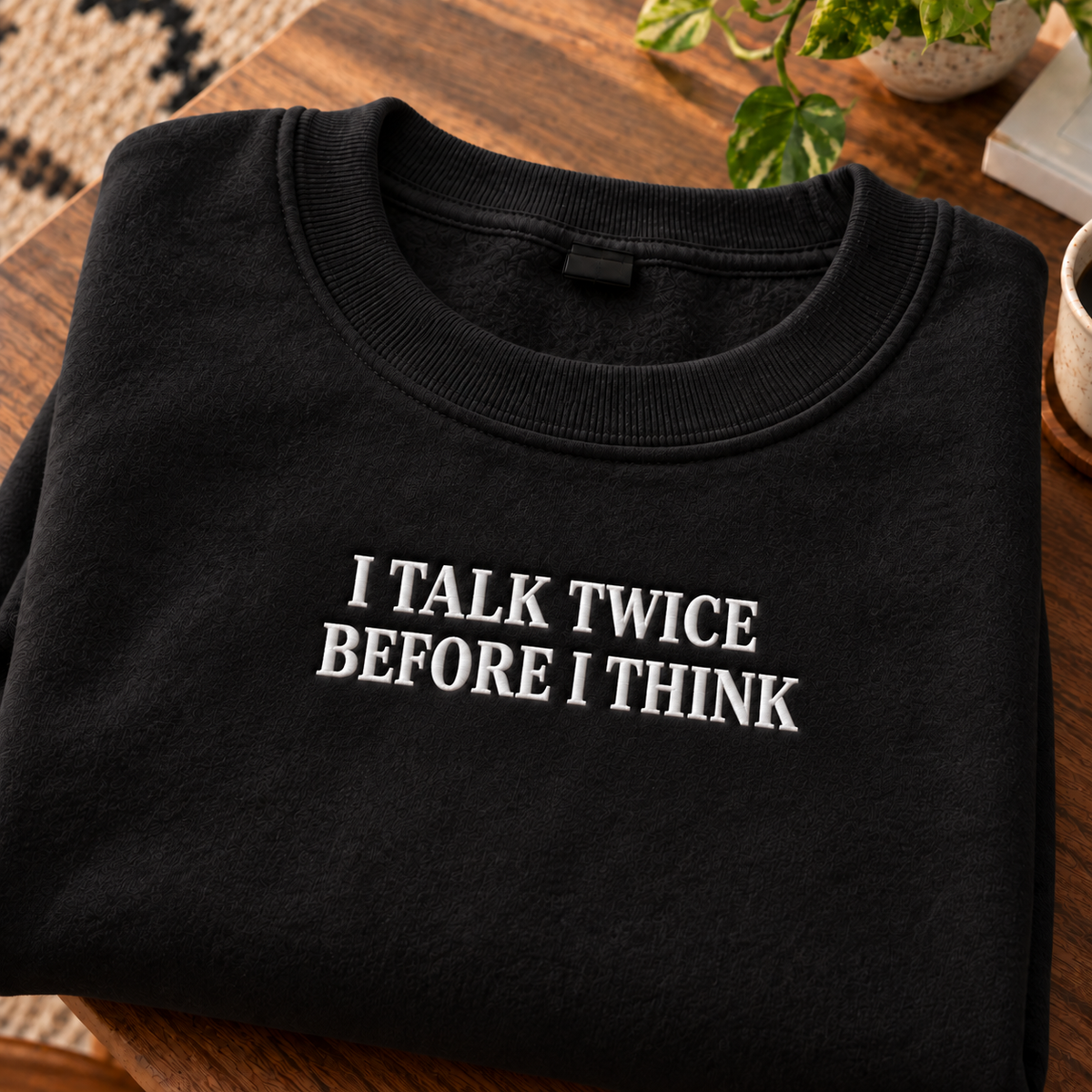 Talk Twice Before Think Embroidered Sweatshirt