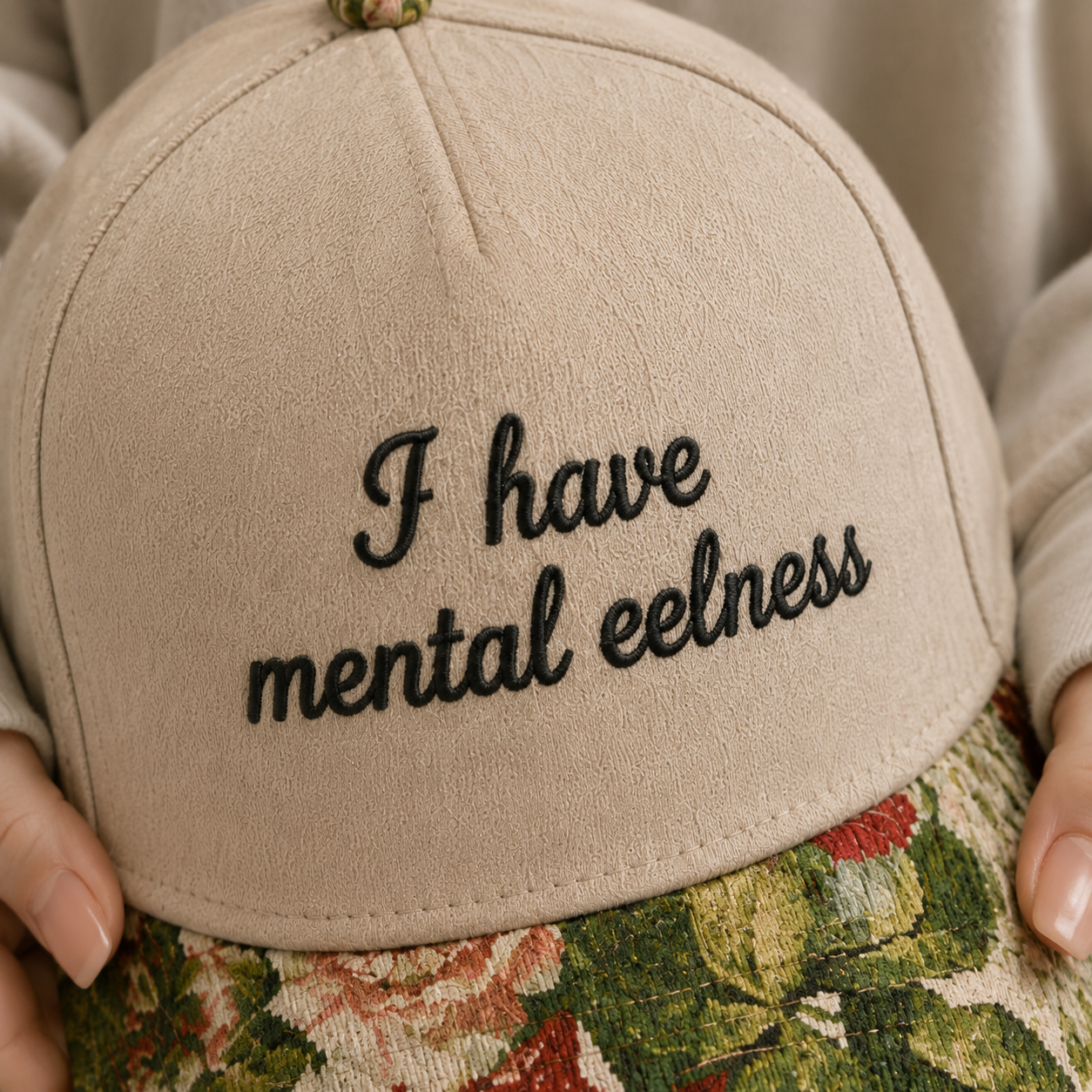 I Have Mental Eelness Embroidered Floral Hat