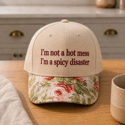 Not A Hot Mess Embroidered Floral Hat