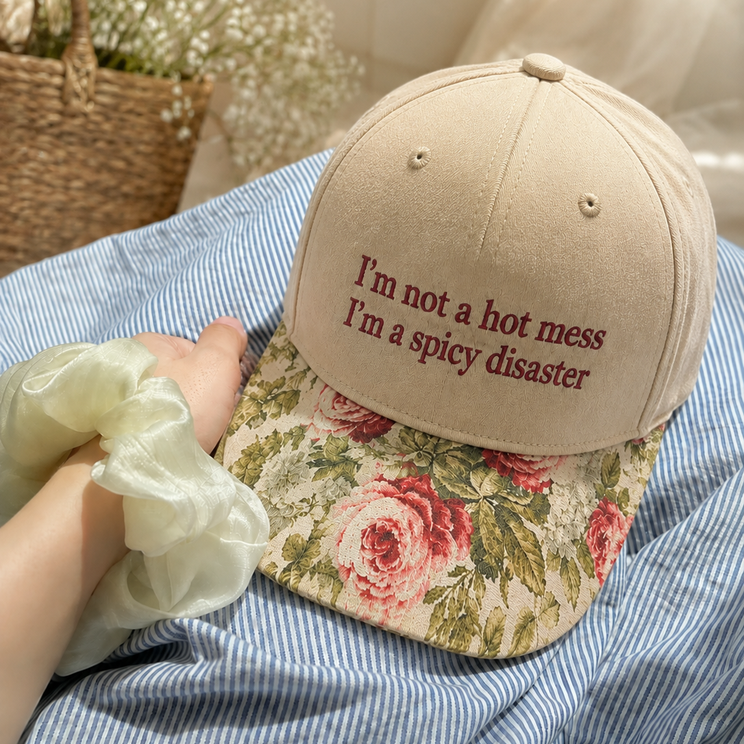 Not A Hot Mess Embroidered Floral Hat