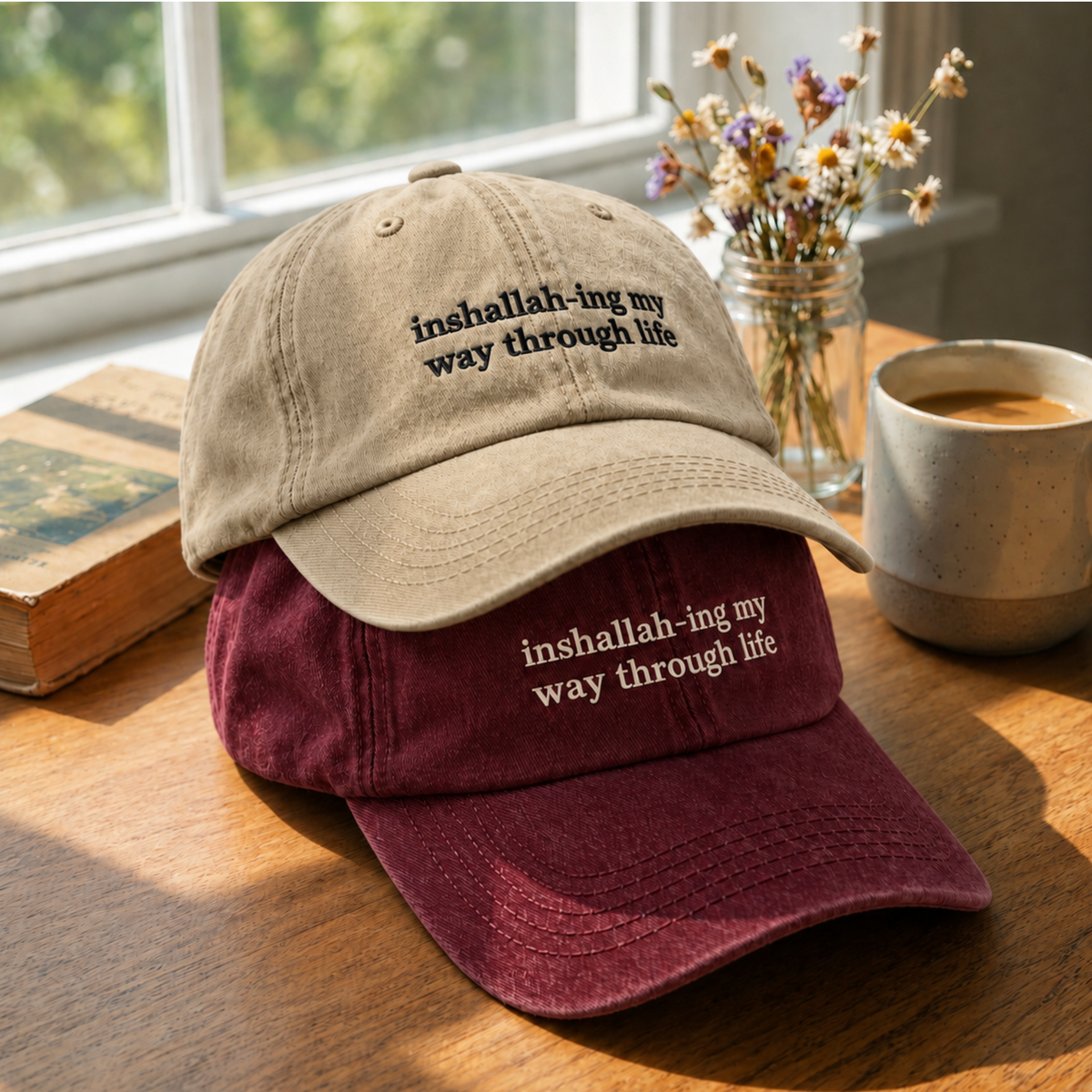 Inshallah-ing My Way Through Life Embroidered Washed Cap