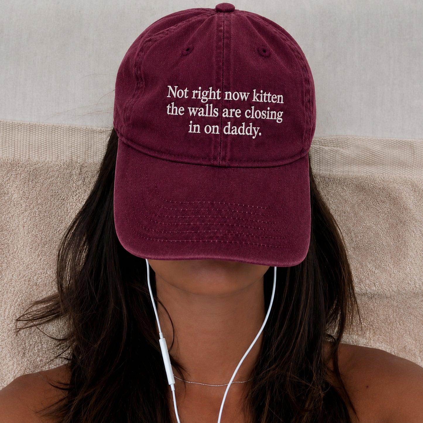 Not Right Now Kittens Embroidered Washed Cap