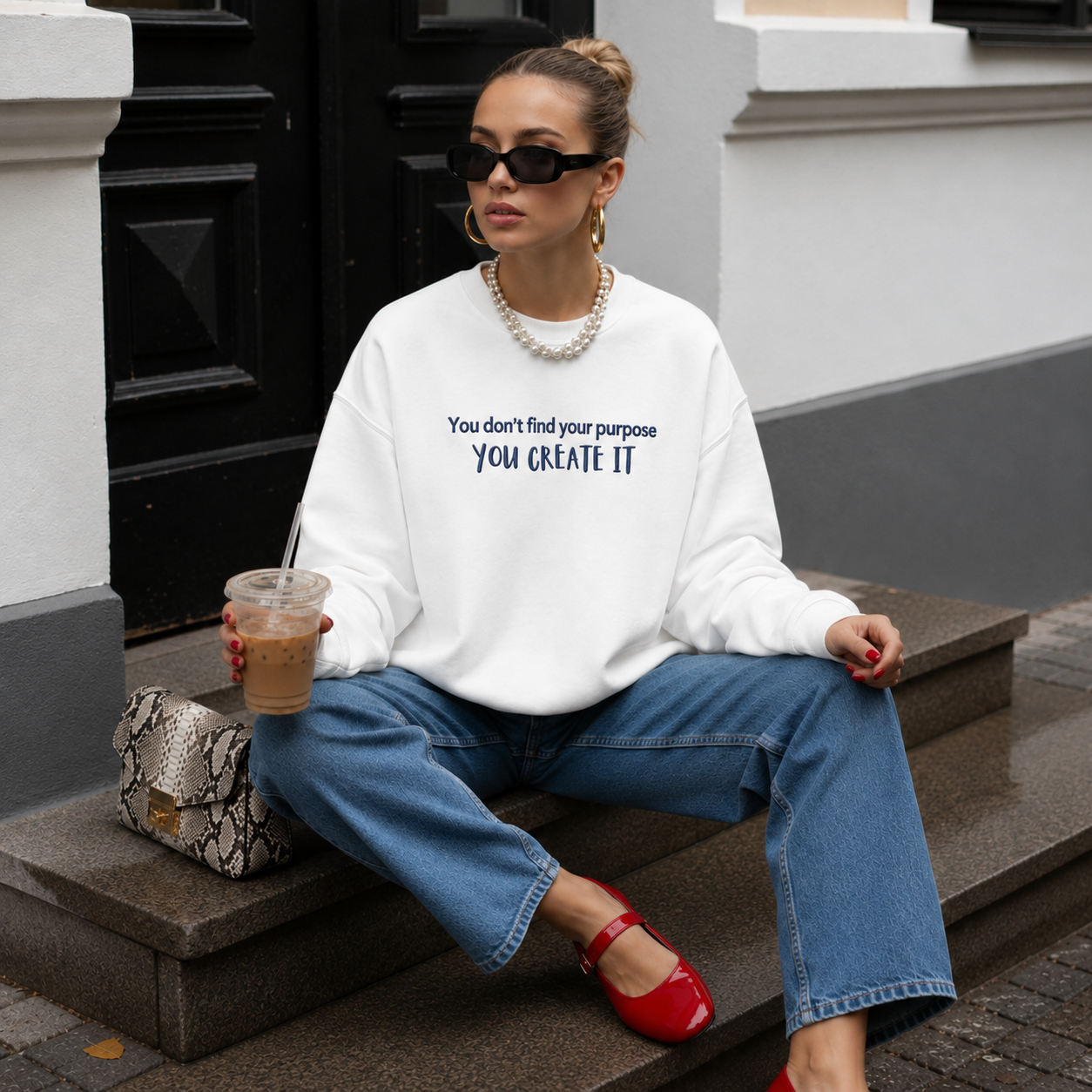 You Don't Find A Purpose You Create It Embroidered Sweatshirt