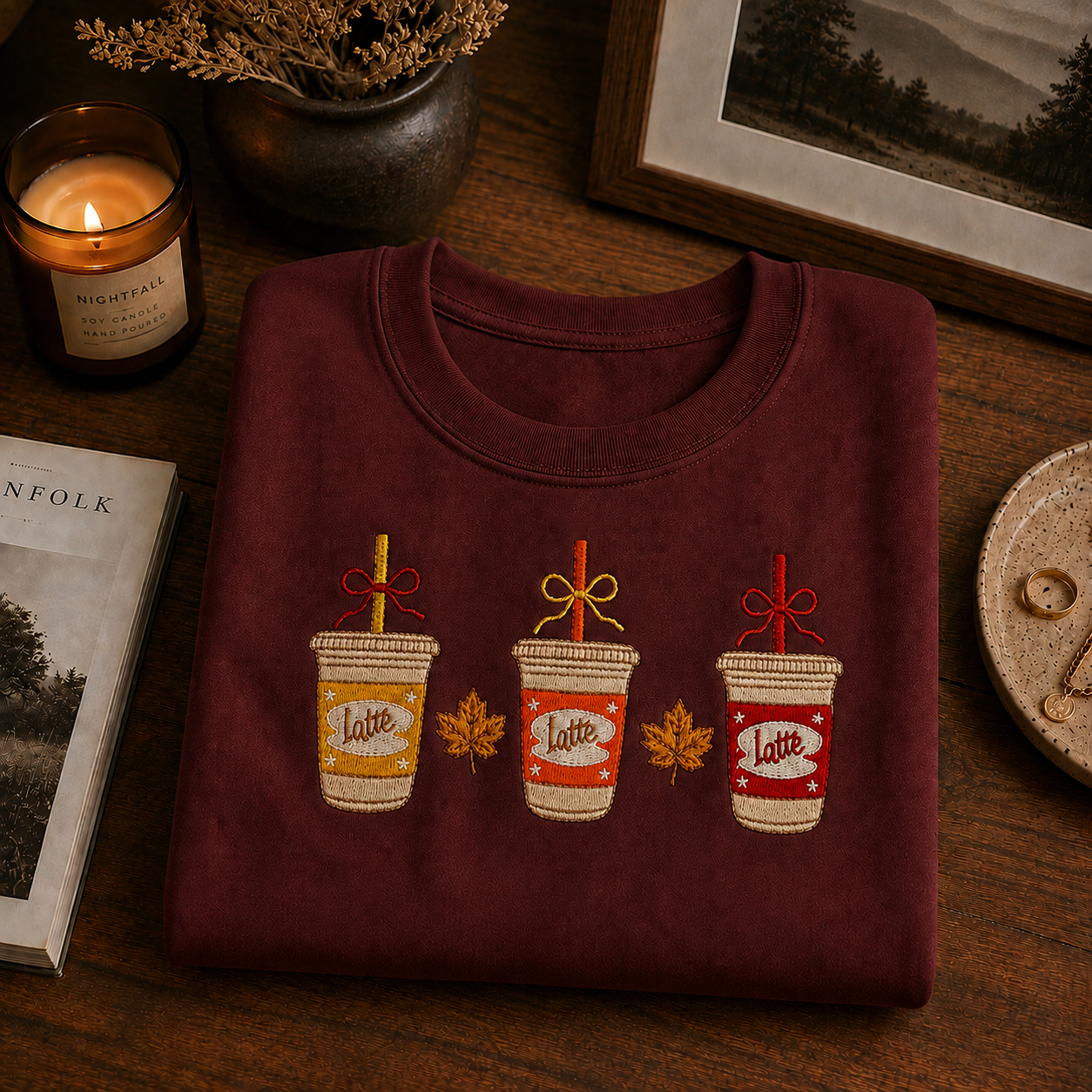 Three Cup Of Luke's Coffee Embroidered Sweatshirt