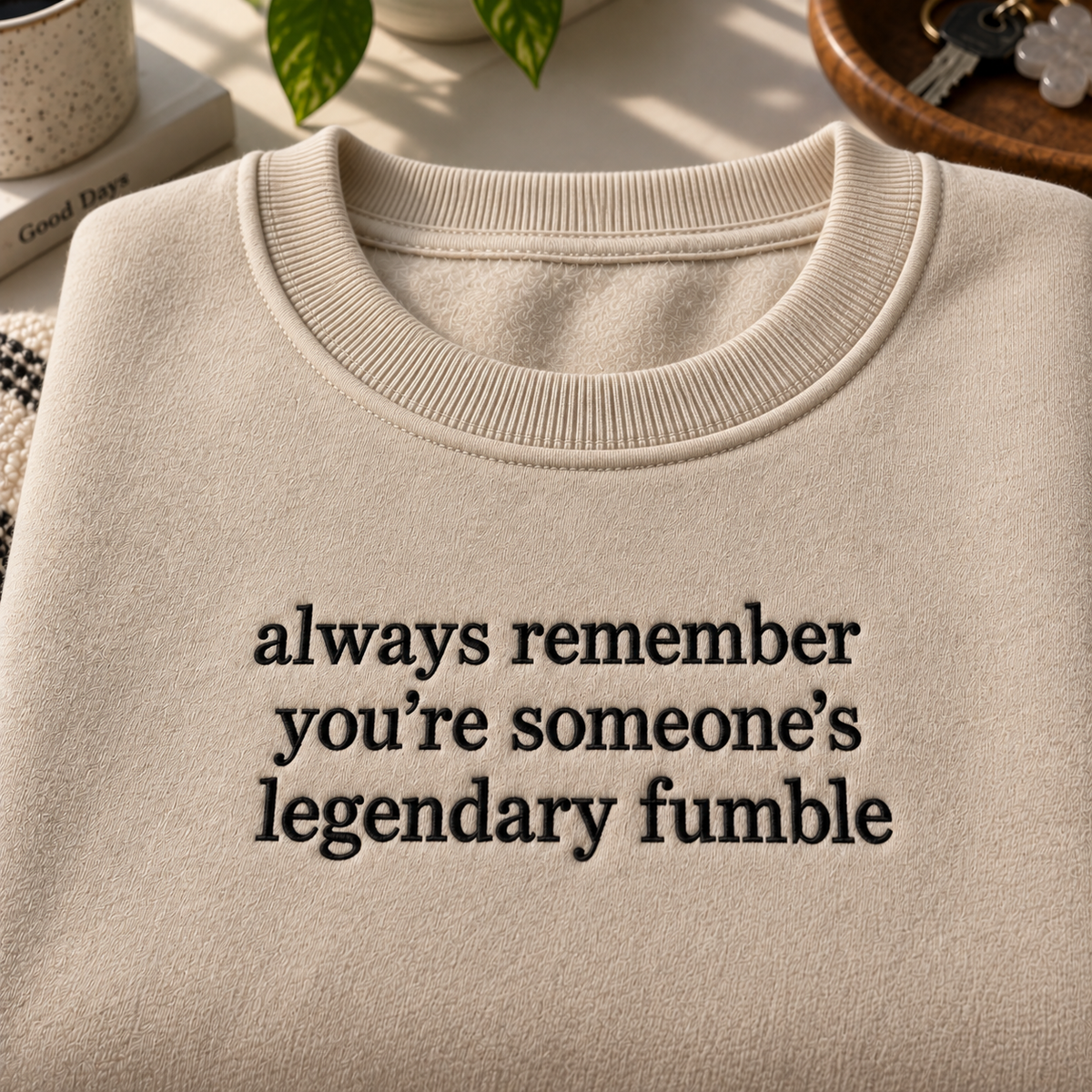 Legendary Fumble Quote Embroidered Sweatshirt
