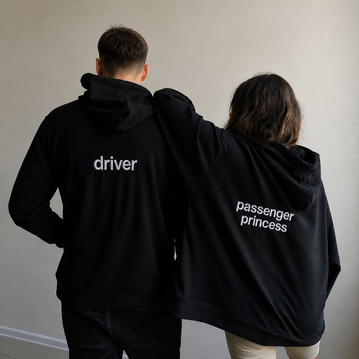 Driver And Passenger Princess Matching Embroidered Hoodie
