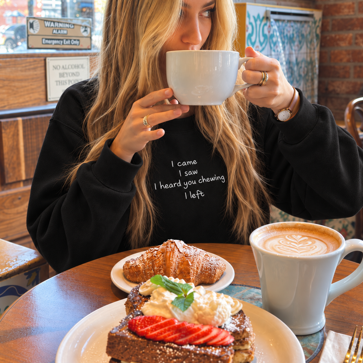 I Came I Saw And Heard You Chewing Embroidered Sweatshirt
