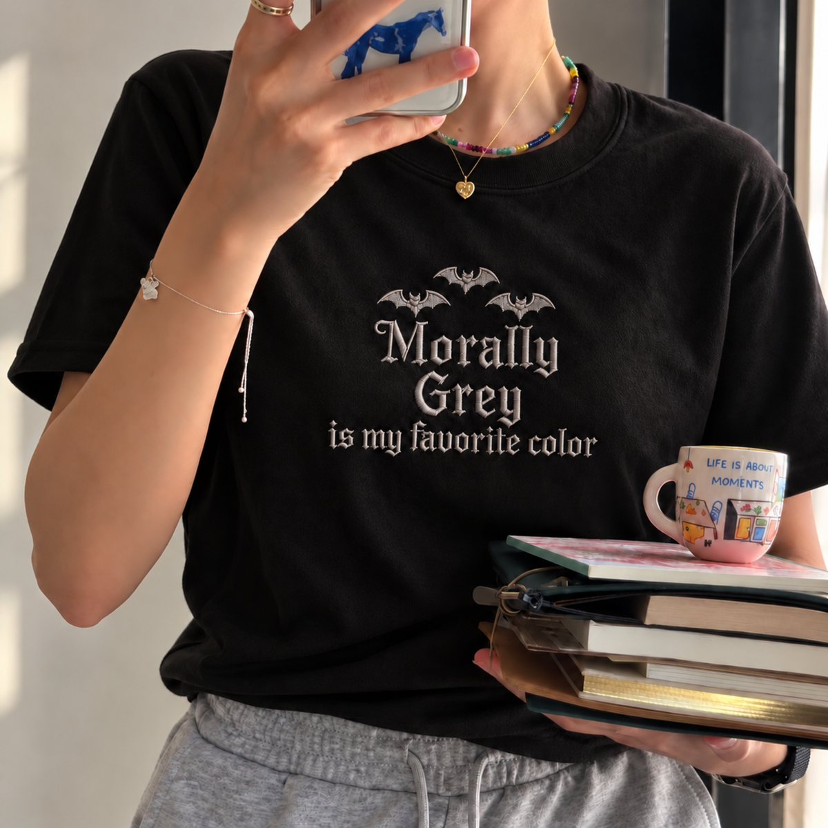 Morally Grey Is My Favorite Color Embroidered Sweatshirt