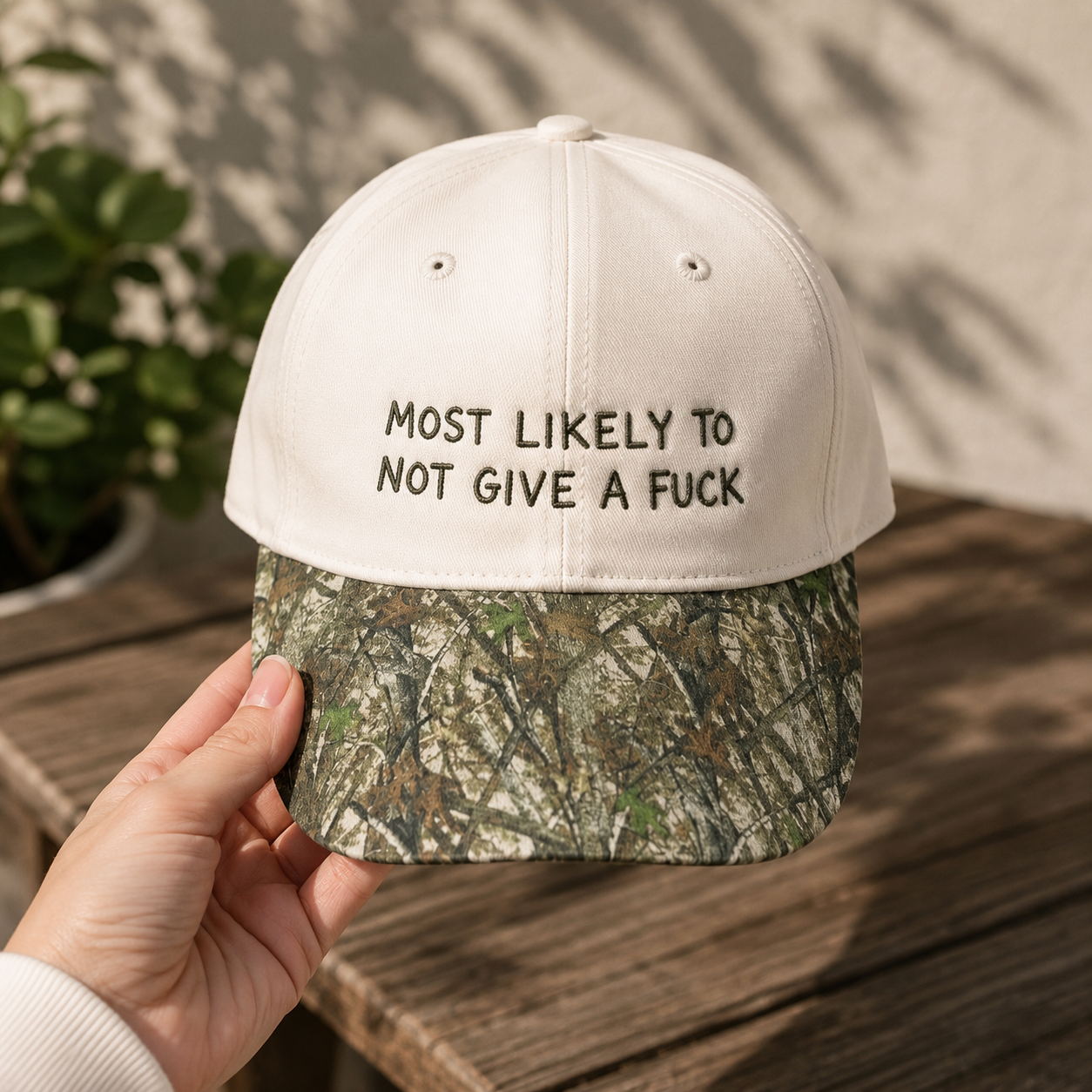 Most Likely To Not Give A Fuck Embroidered Floral Hat