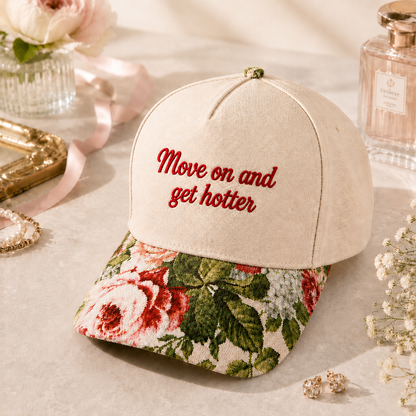 Move On And Get Hotter Embroidered Floral Hat