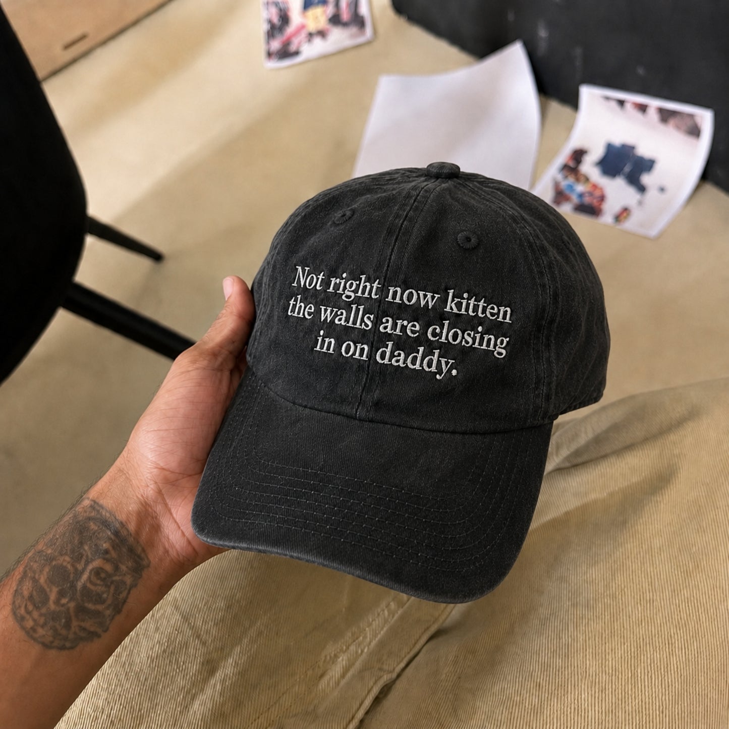 Not Right Now Kittens Embroidered Washed Cap
