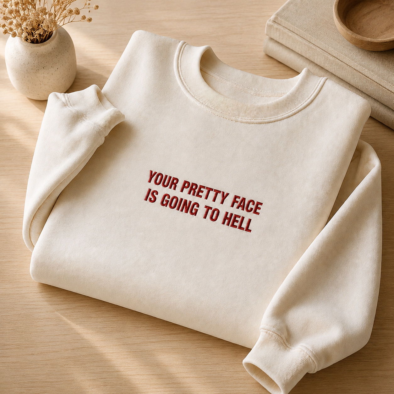 Your Pretty Face Is Going To Hell Embroidered Sweatshirt