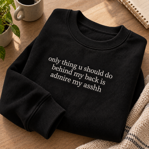 Only Thing U Should Do Is Admire My *sshh Embroidered Sweatshirt