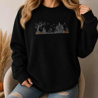 The Witch And Haunted House Embroidered Sweatshirt