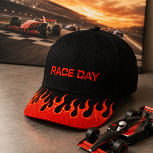 Race Day Embroidered Flame Hat