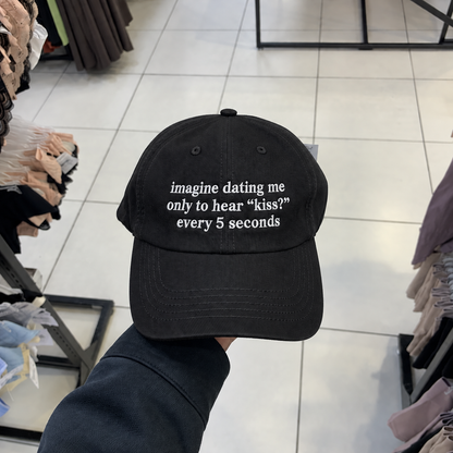 Kiss Every 5 Minutes Embroidered Washed Cap
