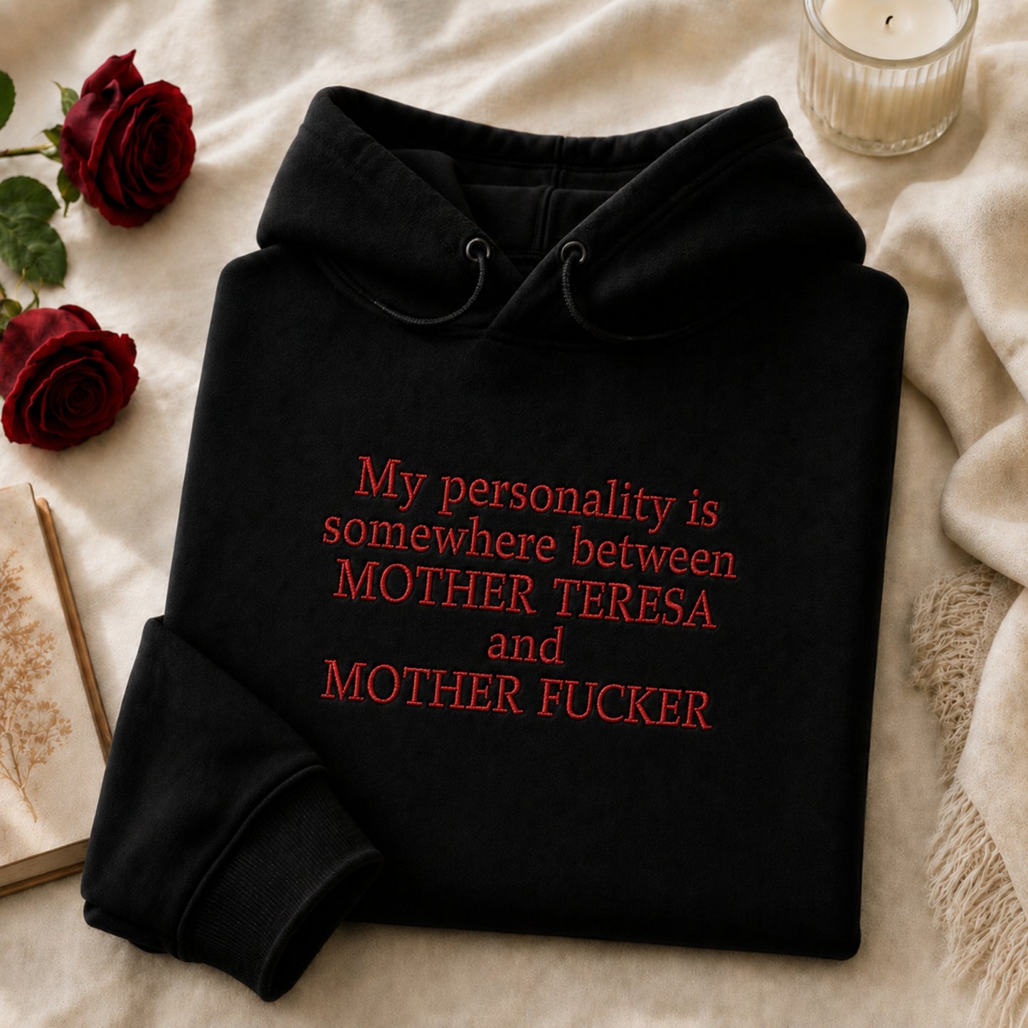 Mother Teresa And Mother Fucker Embroidered Sweatshirt