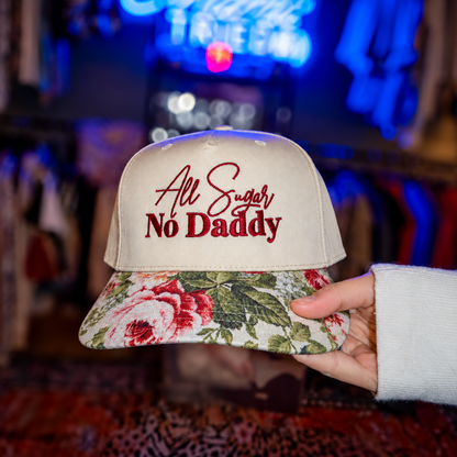 All Sugar No Daddy Embroidered Floral Hat