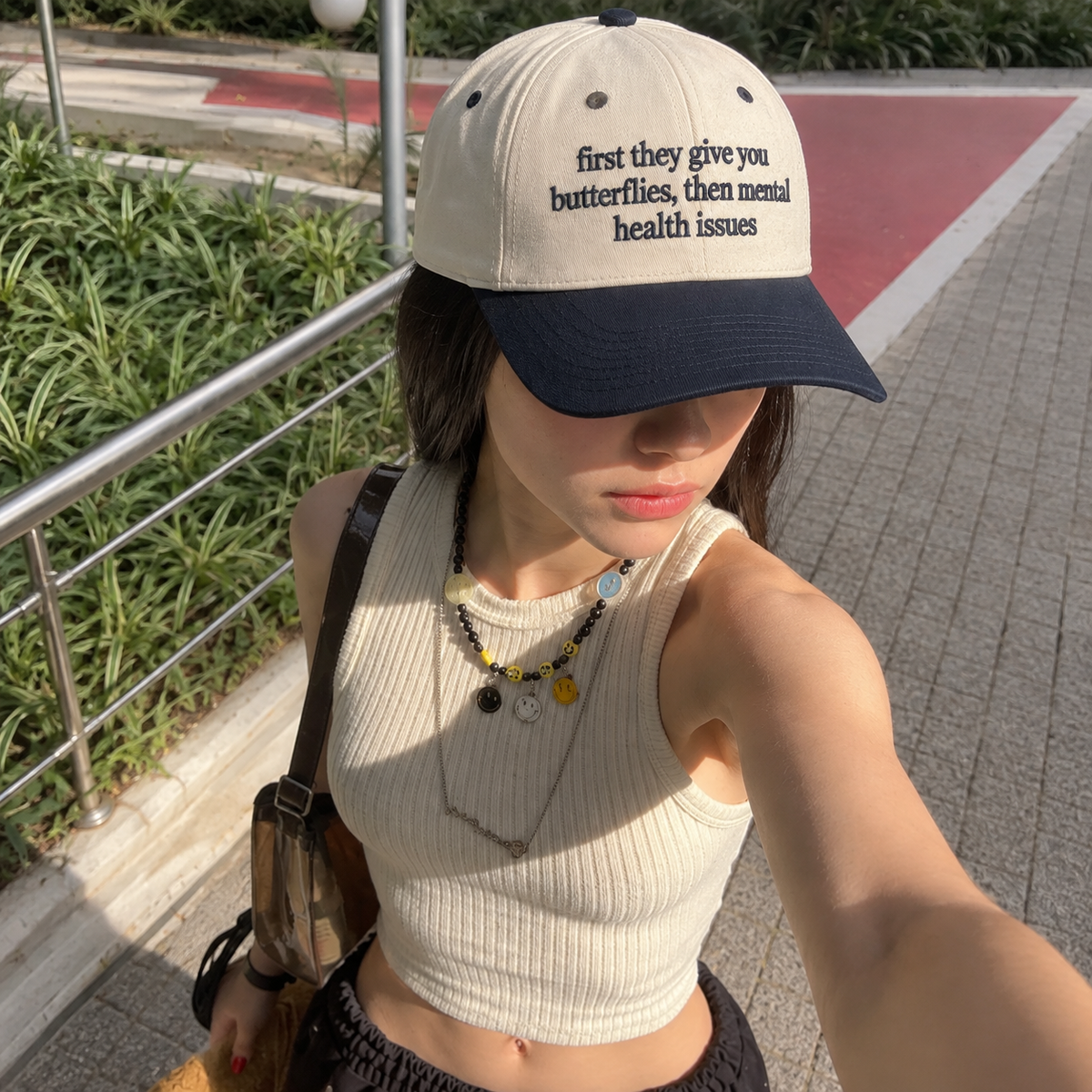 First Give You Butterflies Then Mental Health Issues Embroidered Baseball Hat