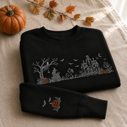The Witch And Haunted House Embroidered Sweatshirt