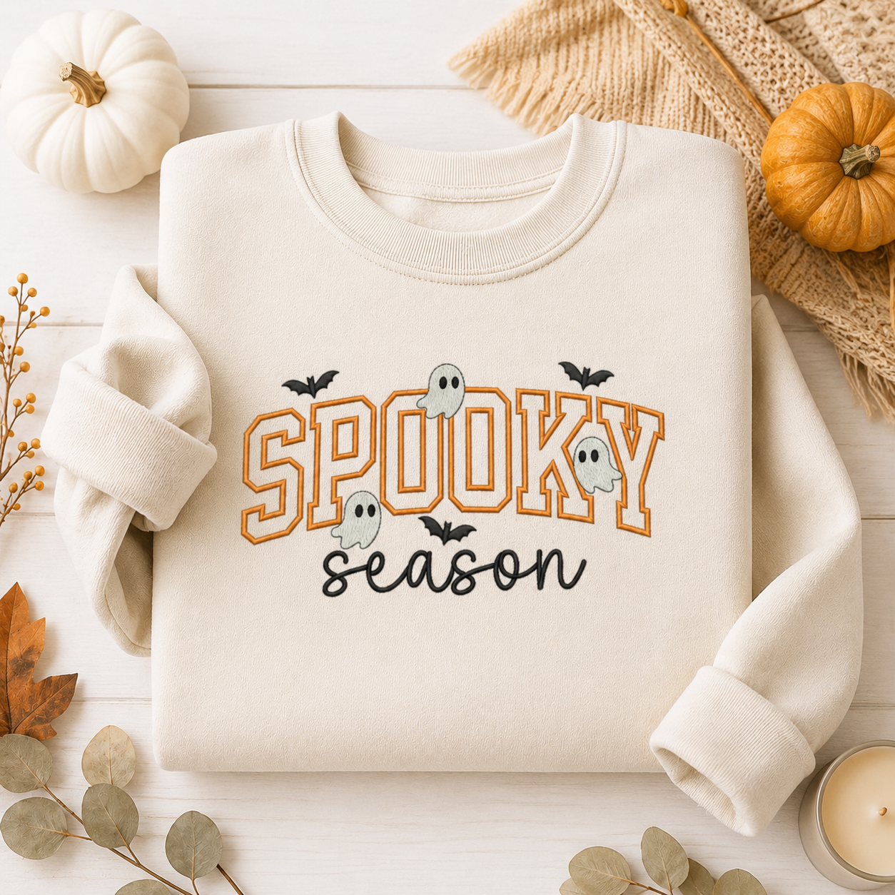 Spooky Halloween Season Embroidered Sweatshirt