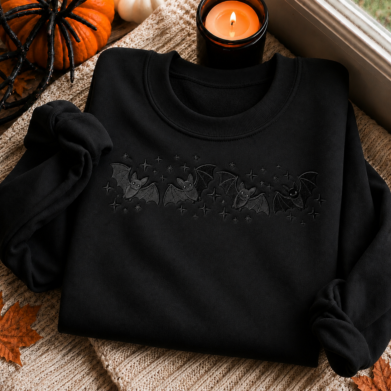 Bat Halloween Embroidered Sweatshirt