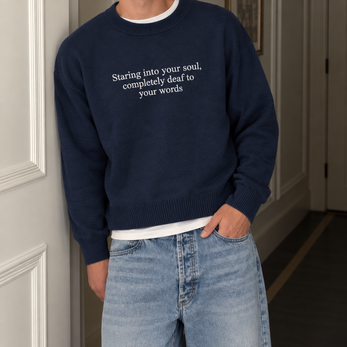 Completely Deaf To Your Words Embroidered Sweatshirt